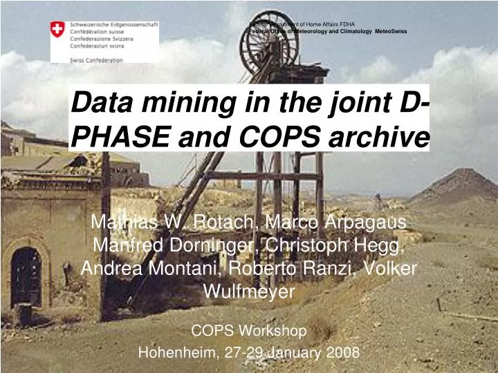 data mining in the joint d phase and cops archive