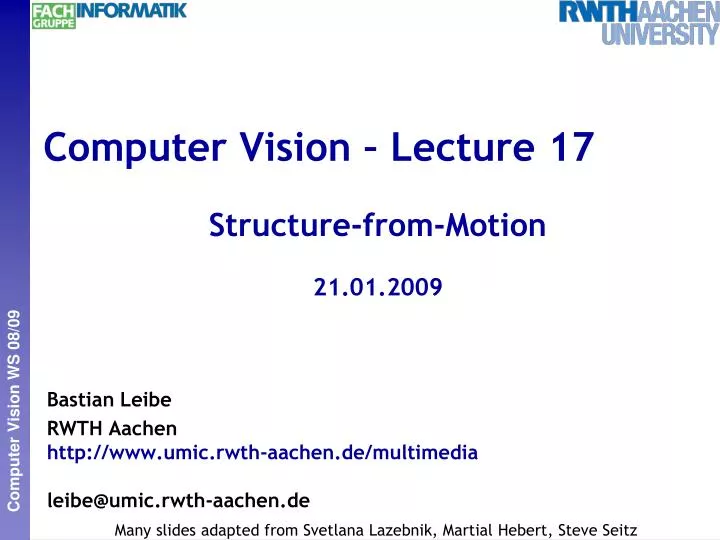 computer vision lecture 17