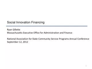 Social Innovation Financing