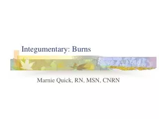 Integumentary: Burns