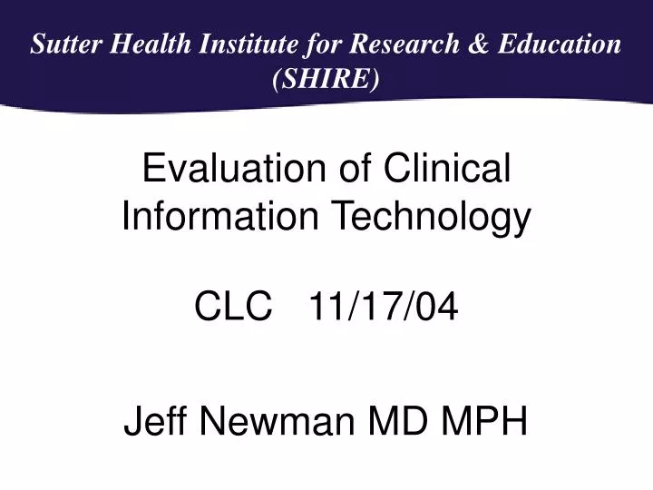 evaluation of clinical information technology