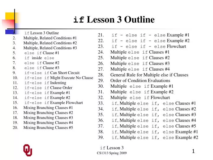 if lesson 3 outline