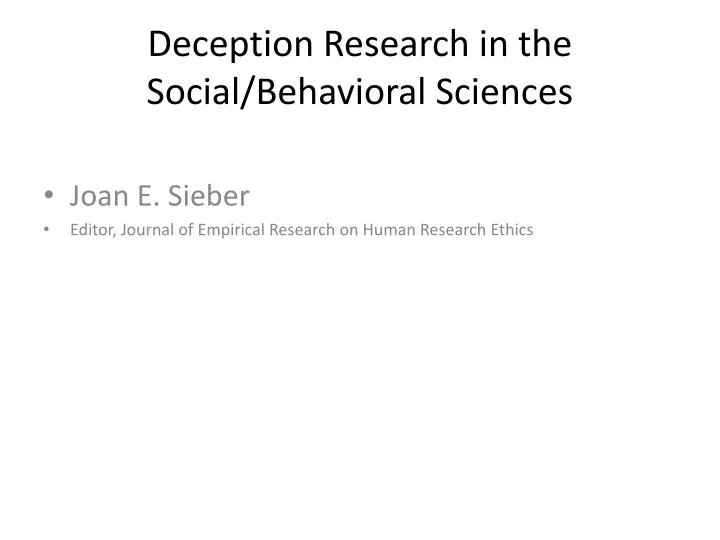 deception research in the social behavioral sciences