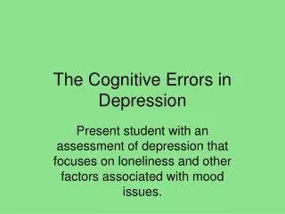 The Cognitive Errors in Depression
