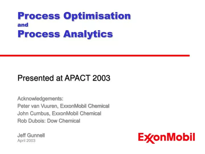process optimisation and process analytics