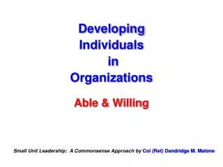 Developing Individuals in Organizations