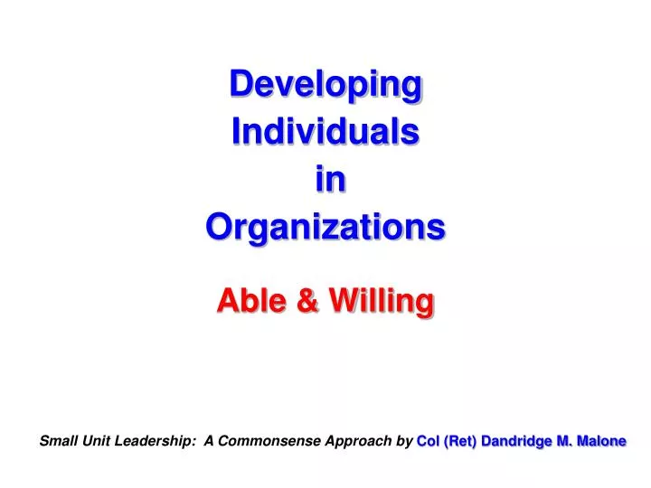 developing individuals in organizations