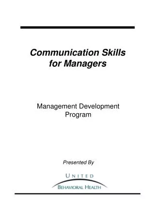 Communication Skills for Managers