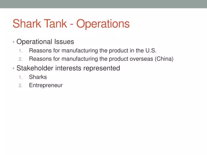 shark tank operations