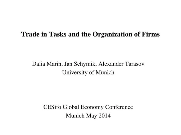 trade in tasks and the organization of firms