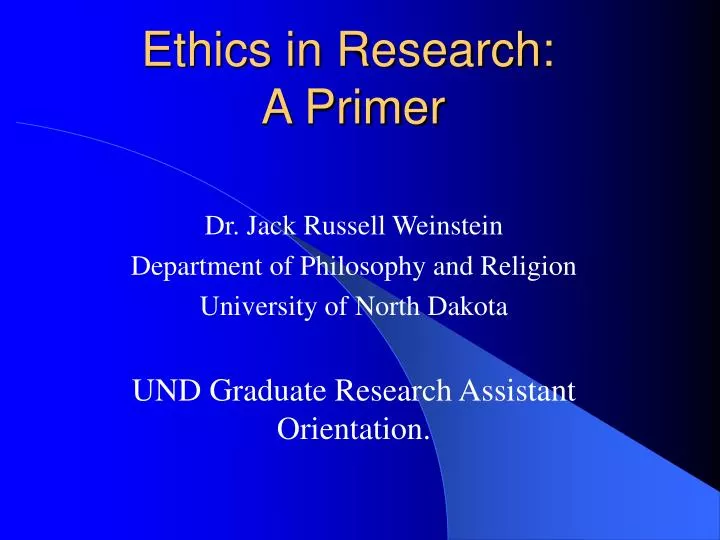 ethics in research a primer