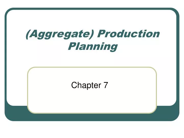 aggregate production planning