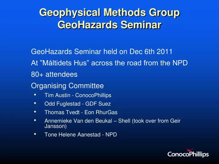 geophysical methods group geohazards seminar