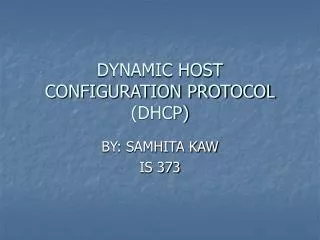 dynamic host configuration protocol dhcp