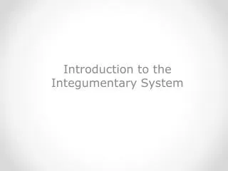 Introduction to the Integumentary System