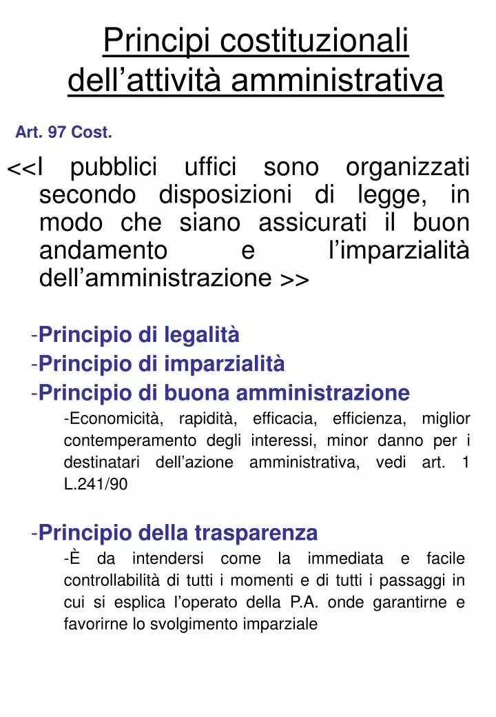 principi costituzionali dell attivit amministrativa