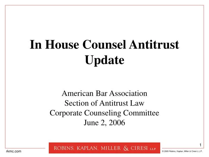 in house counsel antitrust update