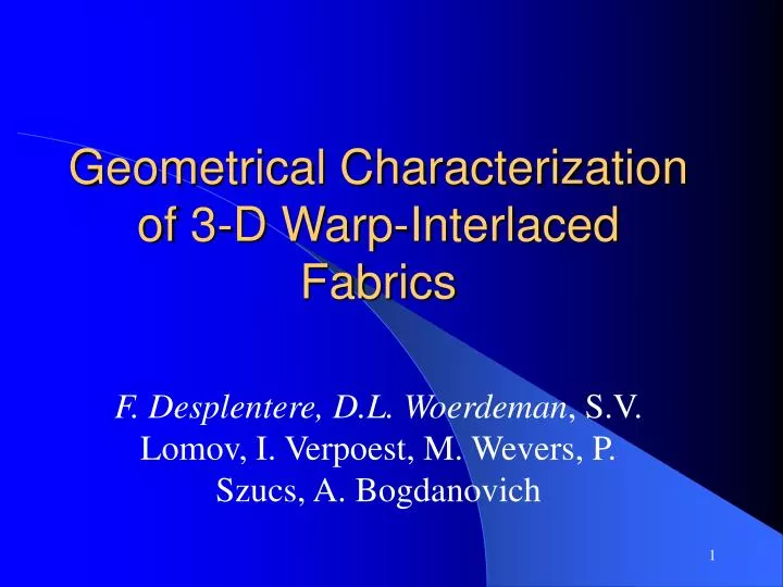geometrical characterization of 3 d warp interlaced fabrics