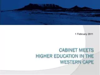 Cabinet meets Higher Education in the Western Cape