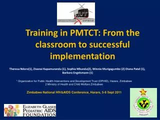 Training in PMTCT: From the classroom to successful implementation