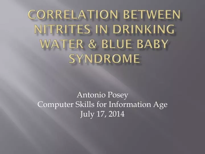correlation between nitrites in drinking water blue baby syndrome