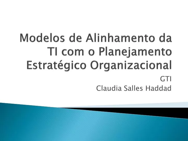 modelos de alinhamento da ti com o planejamento estrat gico organizacional