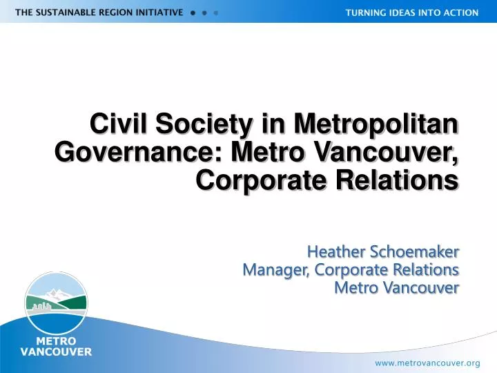 civil society in metropolitan governance metro vancouver corporate relations