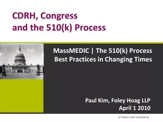 CDRH, Congress and the 510(k) Process
