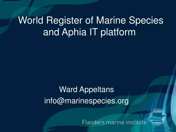 world register of marine species and aphia it platform