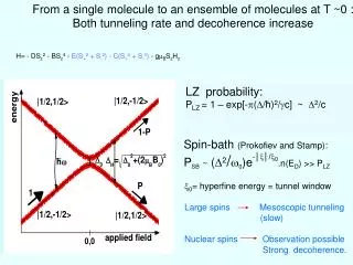 From a single molecule to an ensemble of molecules at T ~0 :