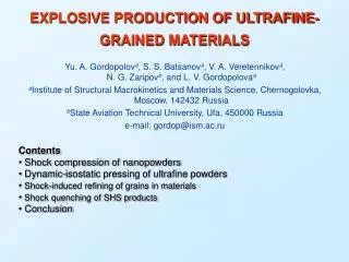 EXPLOSIVE PRODUCTION OF ULTRAFINE-GRAINED MATERIALS