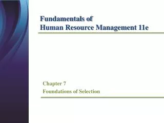 Chapter 7 Foundations of Selection