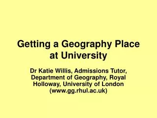 Getting a Geography Place at University