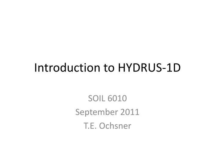 introduction to hydrus 1d