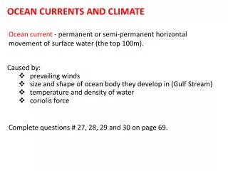 OCEAN CURRENTS AND CLIMATE