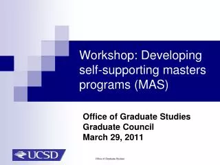 Workshop: Developing self-supporting masters programs (MAS)