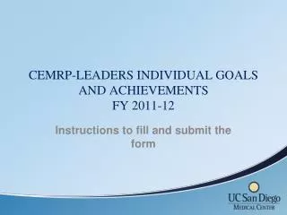 CEMRP-LEADERS INDIVIDUAL GOALS AND ACHIEVEMENTS FY 2011-12