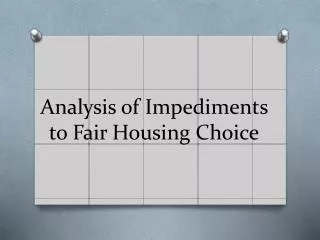 Analysis of Impediments to Fair Housing Choice