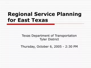 Regional Service Planning for East Texas