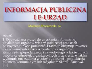informacja publiczna i e urz d