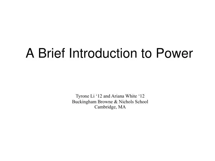 a brief introduction to power