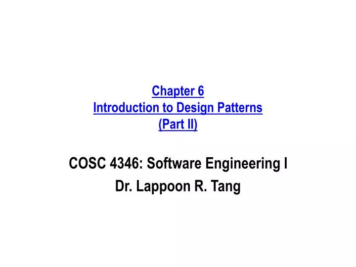 chapter 6 introduction to design patterns part ii
