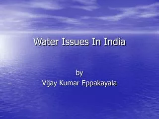 Water Issues In India