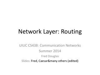 Network Layer: Routing