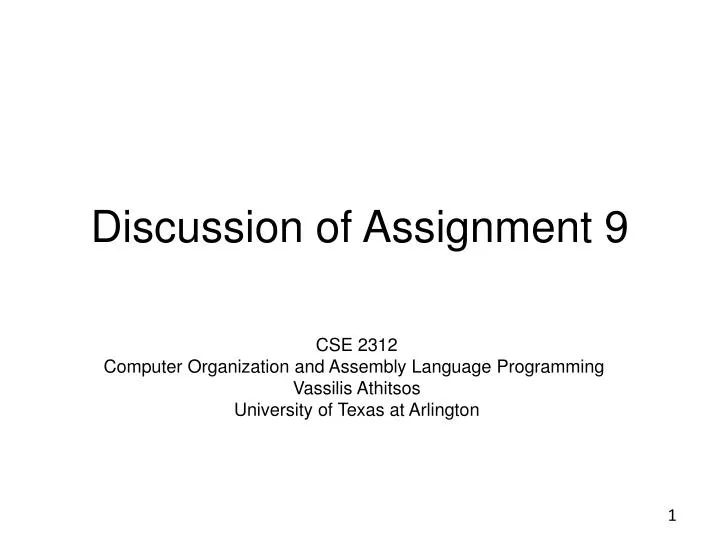 discussion of assignment 9