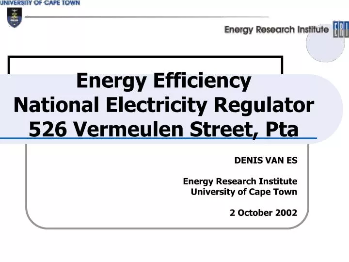 energy efficiency national electricity regulator 526 vermeulen street pta
