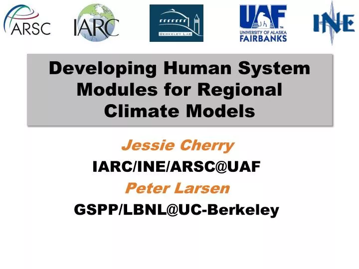 developing human system modules for regional climate models