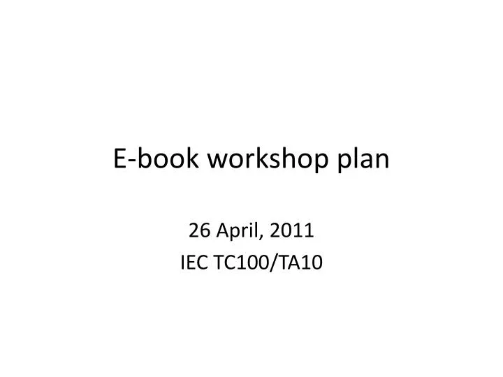 e book workshop plan