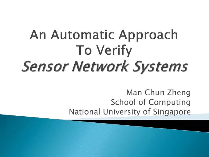 an automatic approach to verify sensor network systems