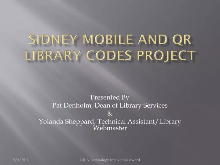 sidney mobile and qr library codes project